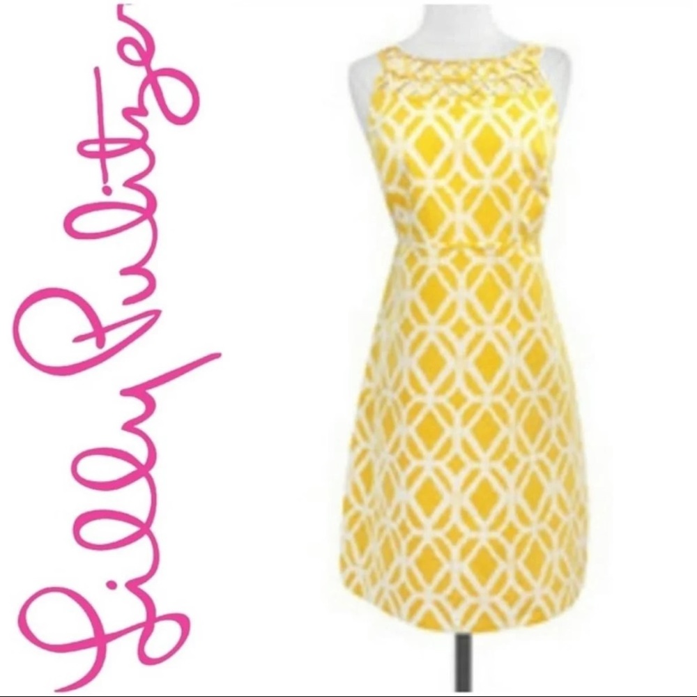 Lilly Pulitzer Jacqueline Bamboo Yellow Lattice Dress Easter Spring